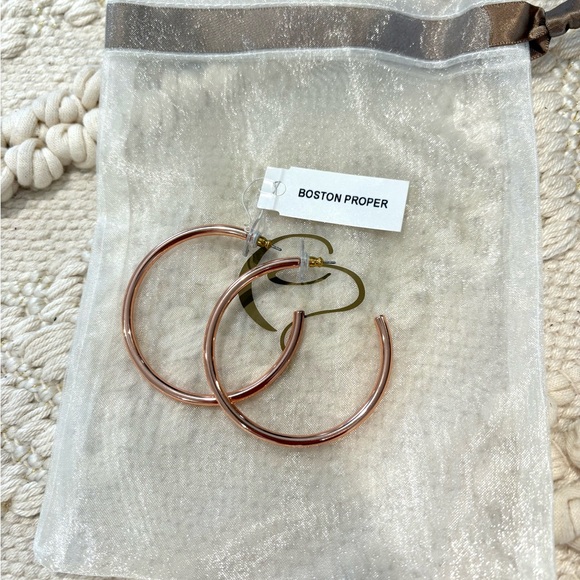 Boston Proper Rose Gold Hoop Earrings - Picture 1 of 3
